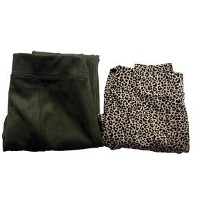 OLD NAVY Women Bundle Stevie Leggings Sz S Leopard Faux Suede Athleisure 13-5